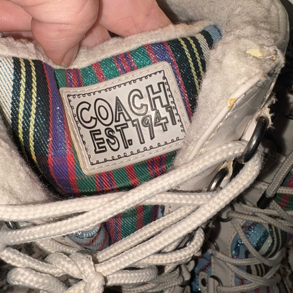 Coach Plaid Quilted Snow Boots Patent Leather Trim ❄️ - Picture 3 of 14
